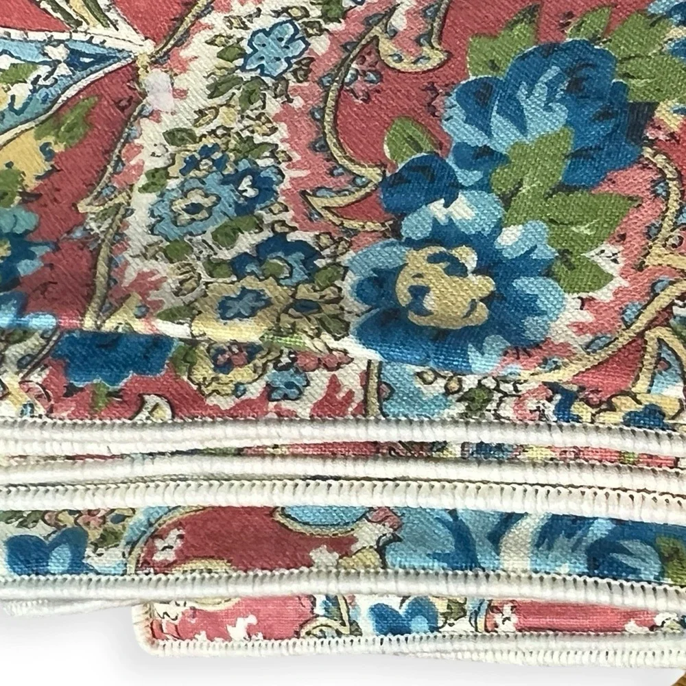 Vtg Cloth Napkins Floral Paisley Retro Cotton Perm Press Print 17